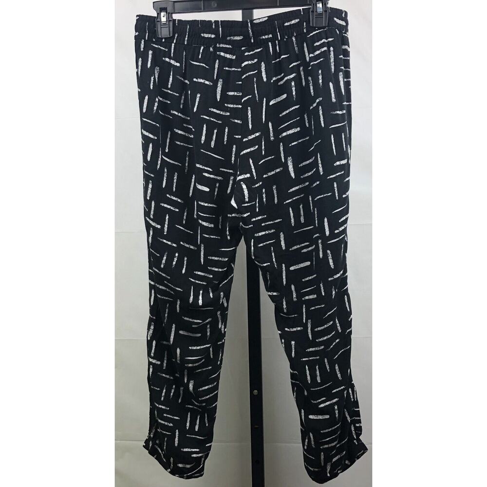 Old Navy Ankle Pants Women S Black Geo Rayon Drawstring Pockets Tapered Lounge - Picture 2 of 12